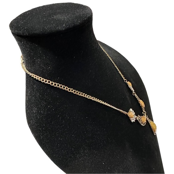 Elegant Gold Tone 5 Glass Pendants Flowers Half Moons Tear Drop Necklace 20” EUC - Picture 7 of 10